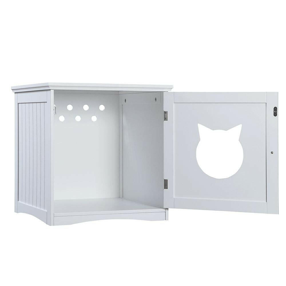 Cat House Side Table, Nightstand Pet House, Litter Box Enclosure.