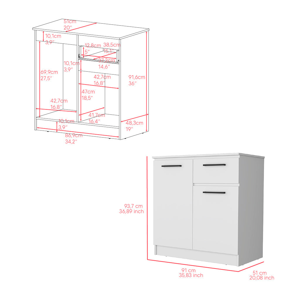 Multi-Functional Dresser Carlin, Top Surface as TV Stand, White Finish