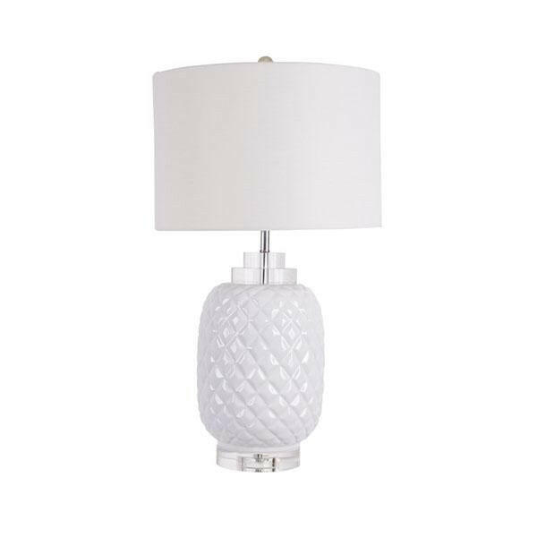 Island White Table Lamp Gloss Ceramic.