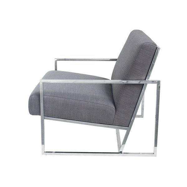 Jaxson Large Armchair Grey Chrome Frame.