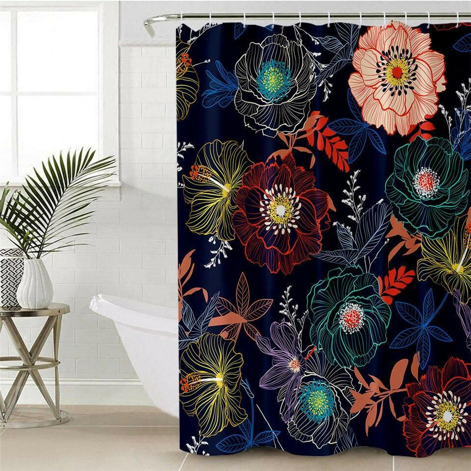 Multi Colored Flowers Shower Curtain.