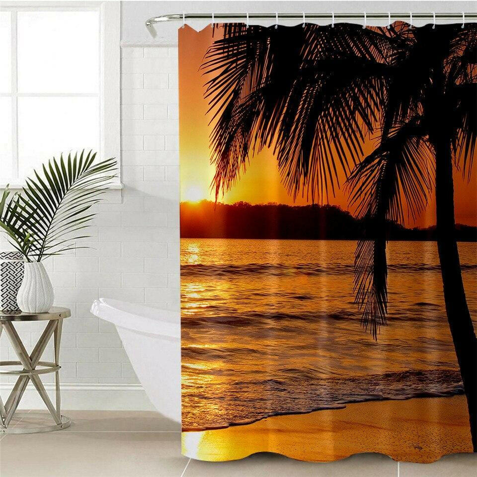 Palm Tree Sunset Shower Curtain.