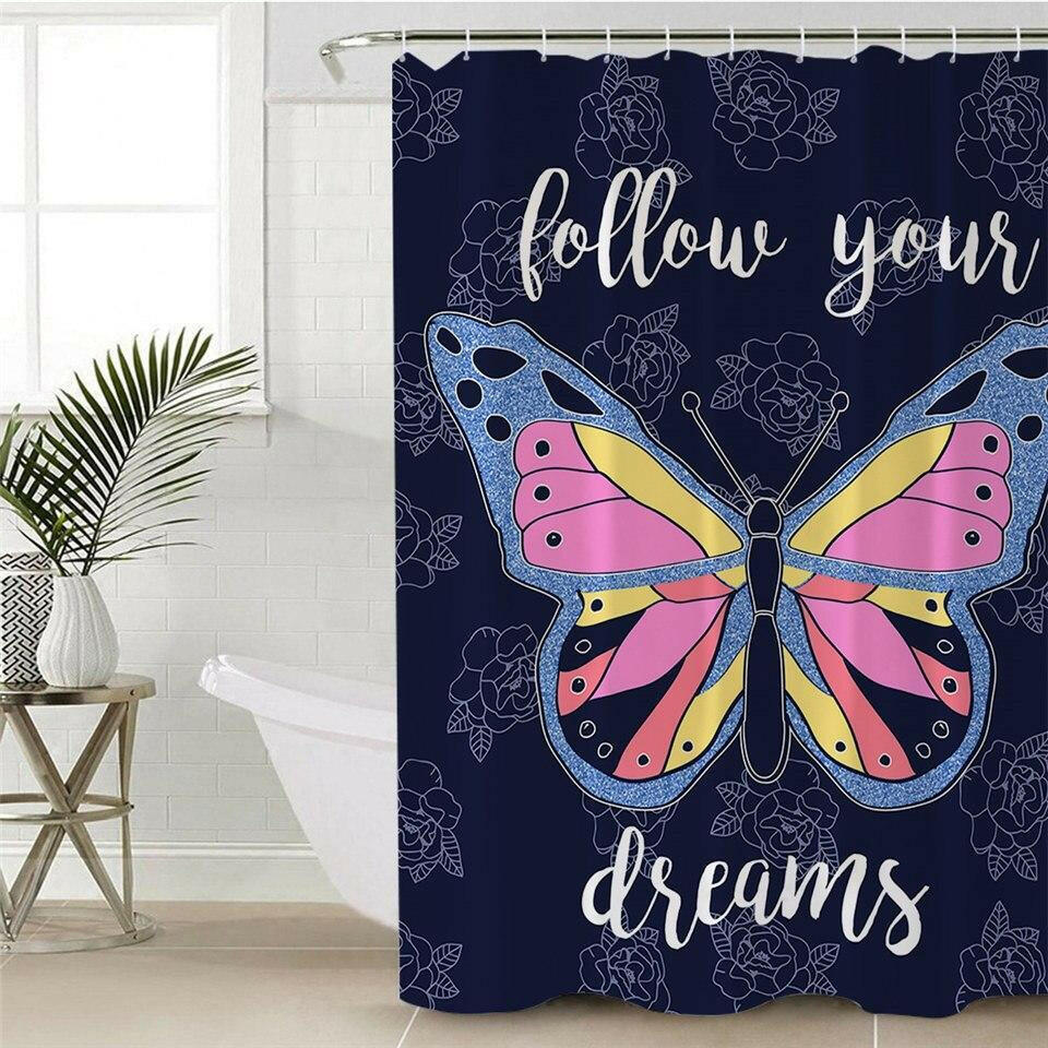 Follow Your Dream Butterfly Shower Curtain.