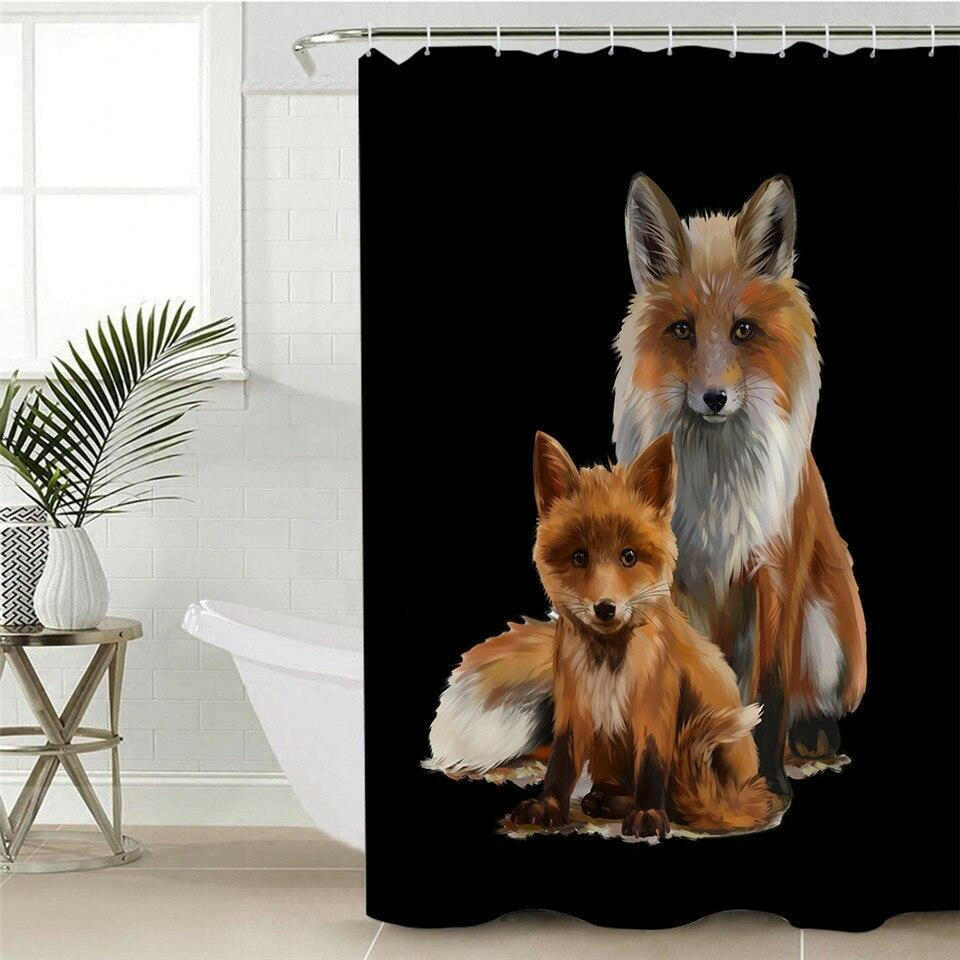 Mom and Cub Fox Shower Curtain.