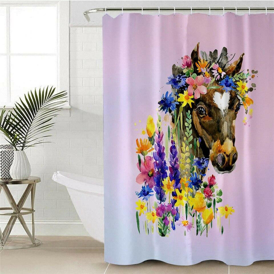 Floral Horse Shower Curtain.