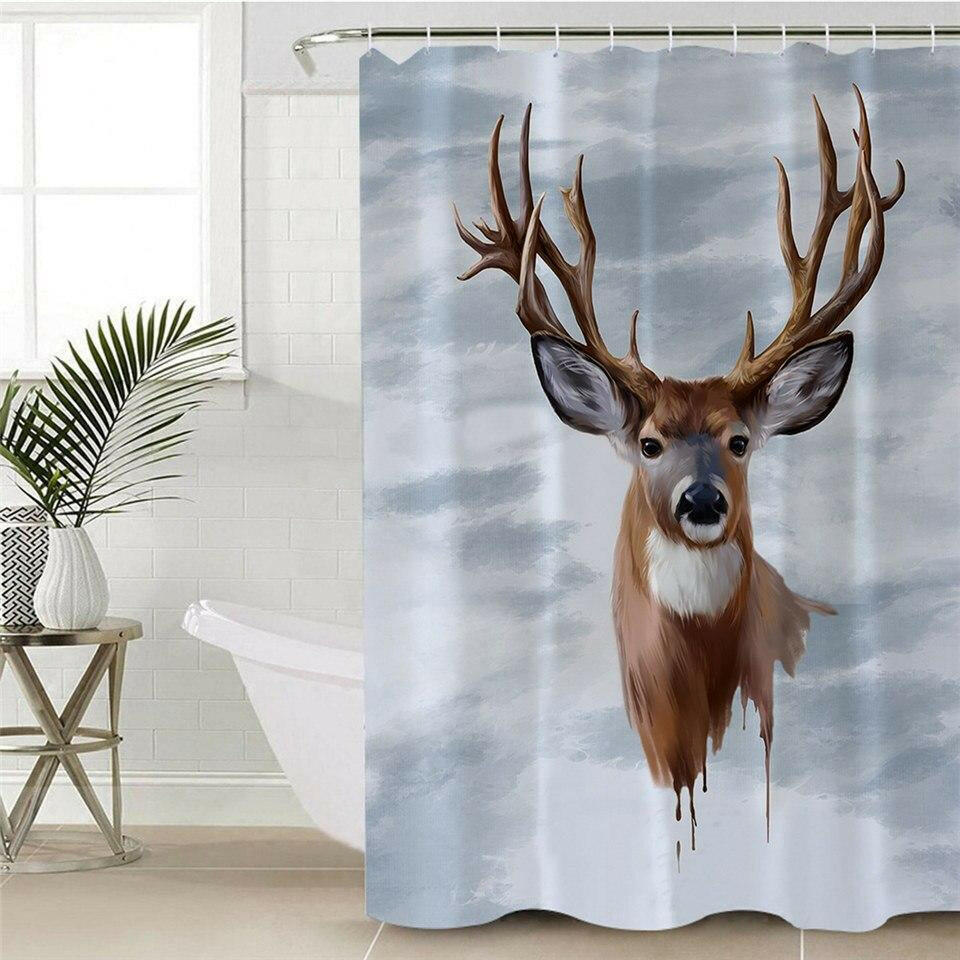 Painted Deer Shower Curtain.