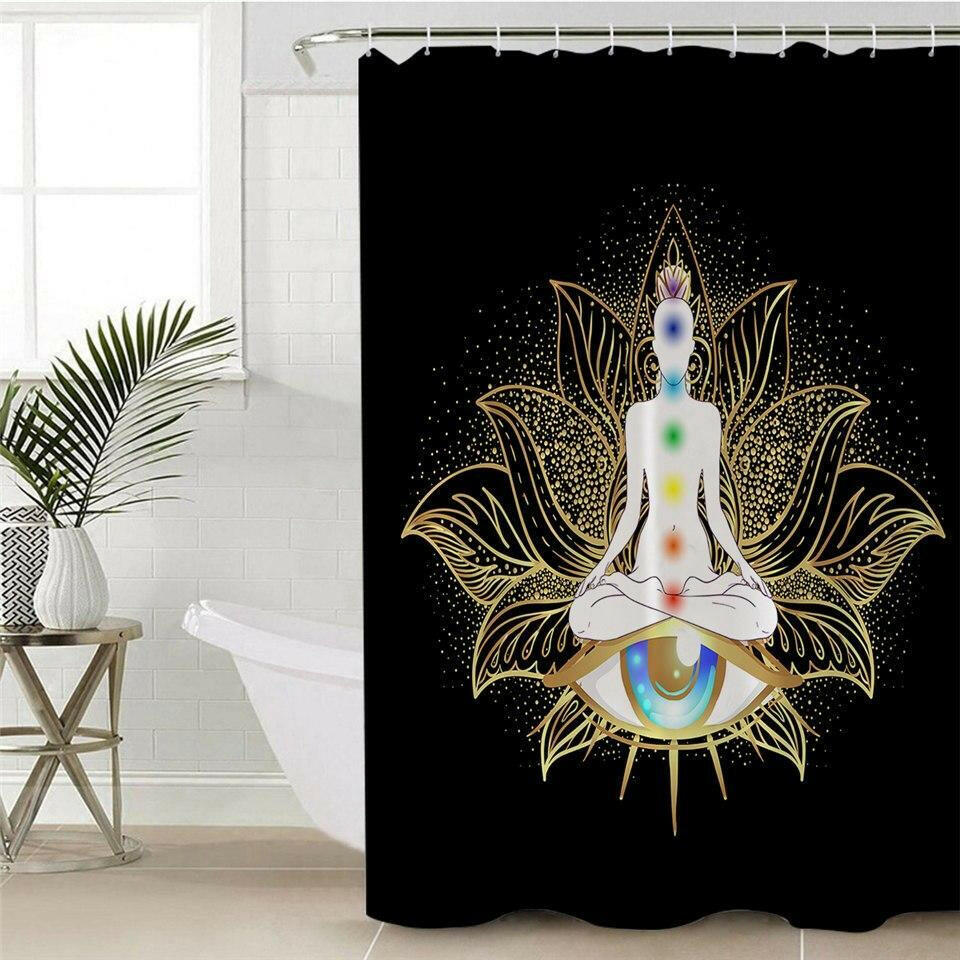 Spiritual Golden Buddha Shower Curtain.