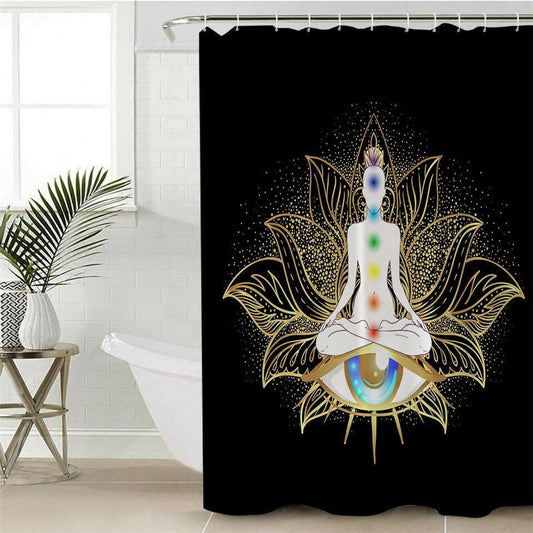 Spiritual Golden Buddha Shower Curtain.