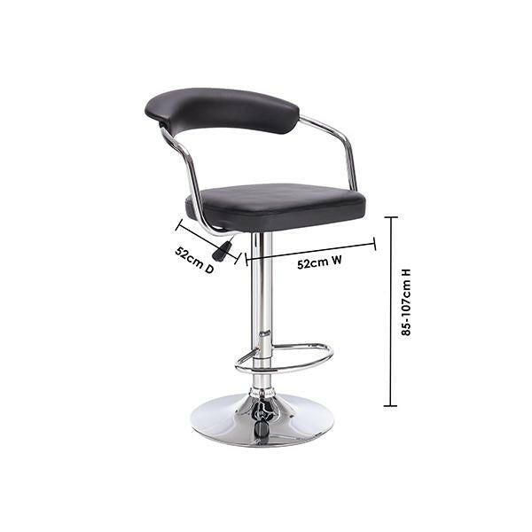 Black Lola Adjustable Barstool Swivel Stool Chrome Pu Leather.