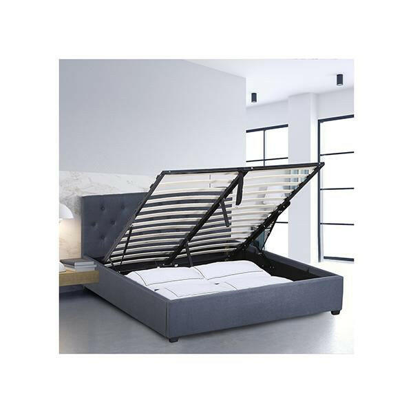 Capri Luxury Gas Lift Bed Frame Base And Headboard With Storage.