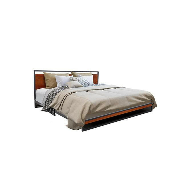 Milano Decor Azure With Headboard Black Wood Steel Platform Bed Black.