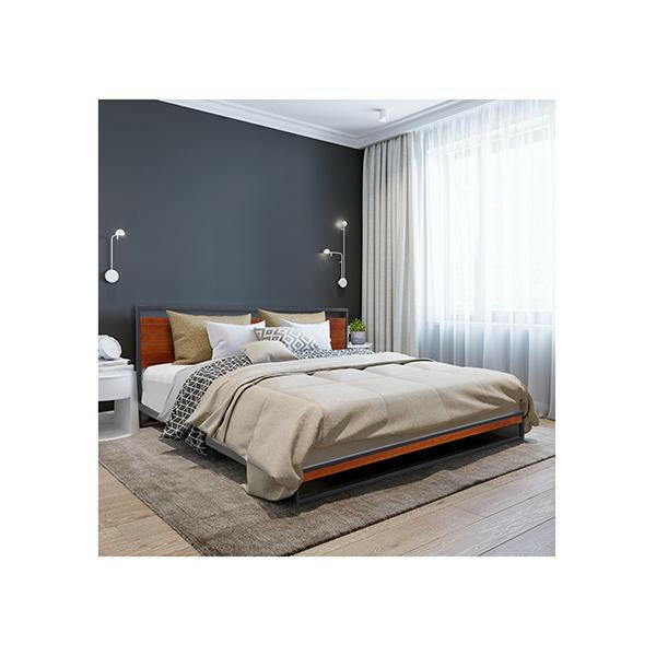 Milano Decor Azure With Headboard Black Wood Steel Platform Bed Black.