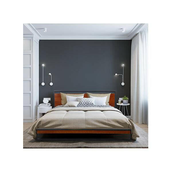 Milano Decor Azure With Headboard Black Wood Steel Platform Bed Black.