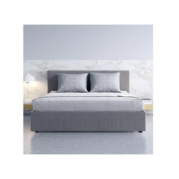 Grey Milano Luxury Gas Lift Bed Frame Base And Headboard.