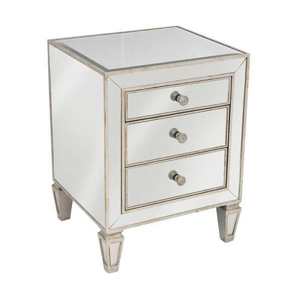 Mirrored 3 Drawer Bedside Antique Seamless.