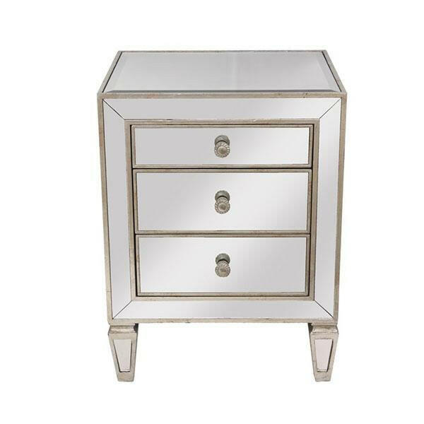 Mirrored 3 Drawer Bedside Antique Seamless.