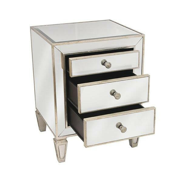 Mirrored 3 Drawer Bedside Antique Seamless.