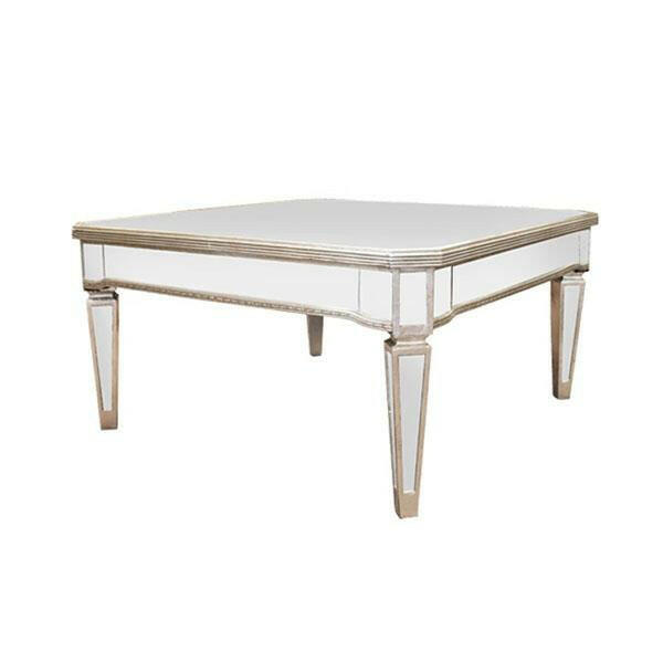 Mirrored Coffee Table Antique Ribbed Square.