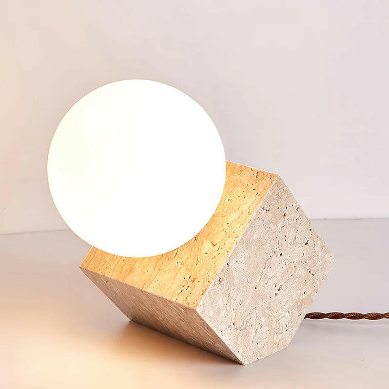 Moon Travertine StoneTable Lamp.