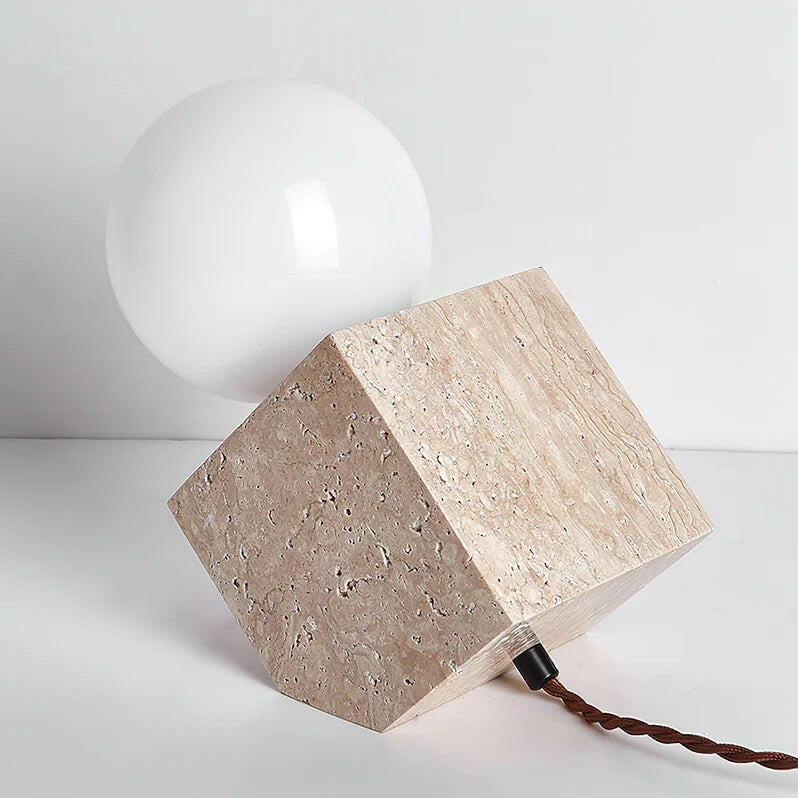 Moon Travertine StoneTable Lamp.