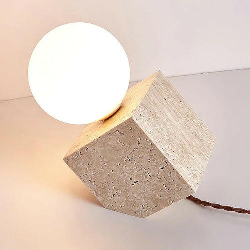 Moon Travertine StoneTable Lamp.