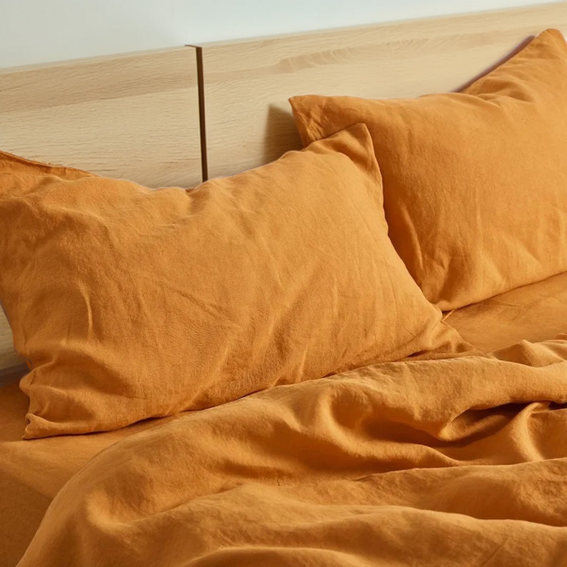 Mustard Yellow - 100% Pure Linen | Linen Cotton Mix | 3 Piece Duvet