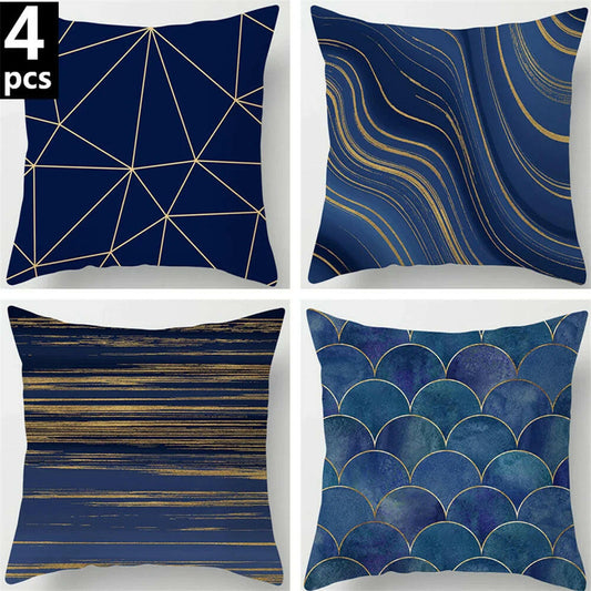 Navy Blue Cushion Cover Set Of 4.