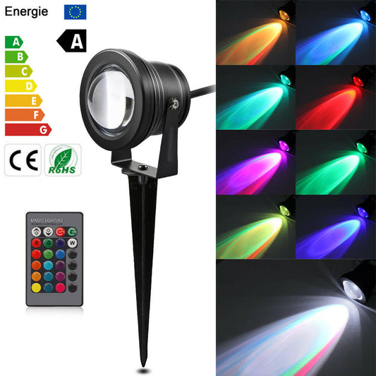 10W RGB LED Lawn Light Remote Control with Spike.