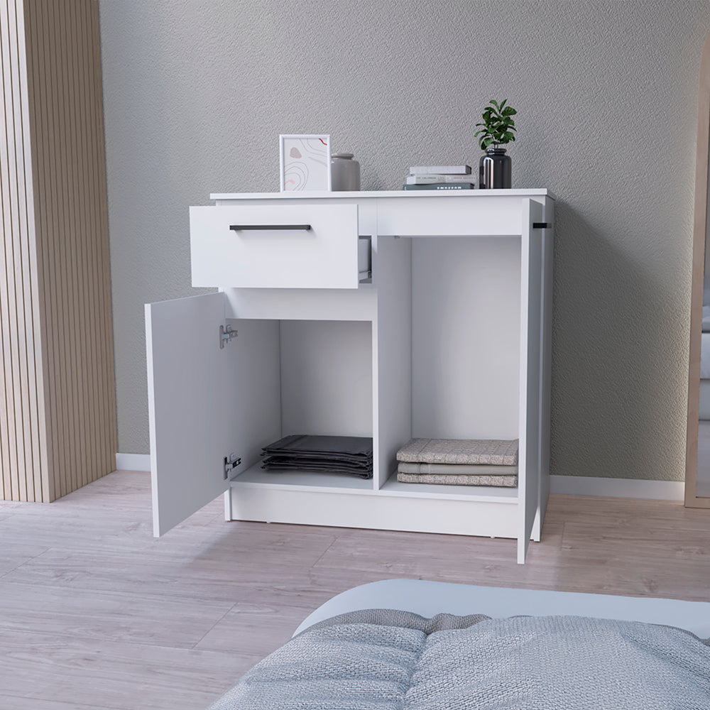 Multi-Functional Dresser Carlin, Top Surface as TV Stand, White Finish