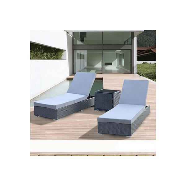 Outdoor 3 Piece Sunlounge Set Rattan Garden Day Bed Lounger.