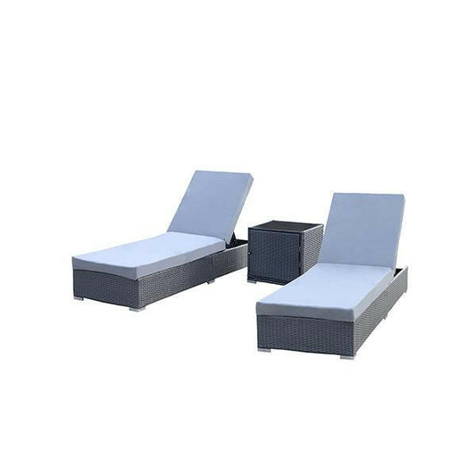 Outdoor 3 Piece Sunlounge Set Rattan Garden Day Bed Lounger.