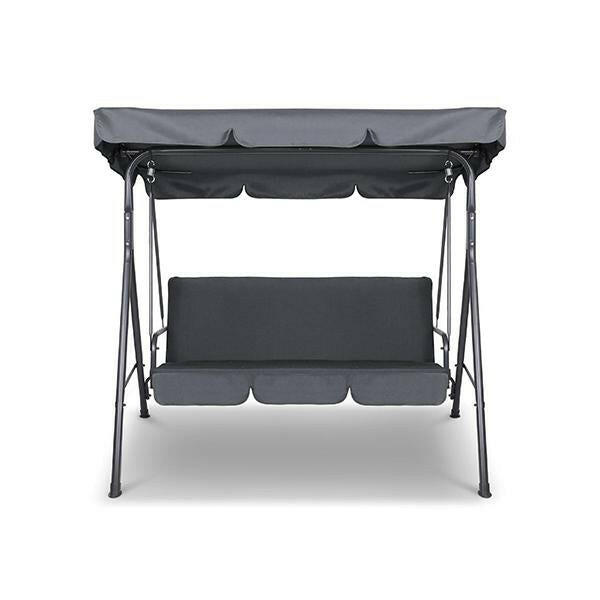 Outdoor Swing Bench Canopy 3 Seater Garden Hammock Grey.