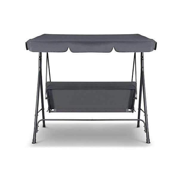 Outdoor Swing Bench Canopy 3 Seater Garden Hammock Grey.