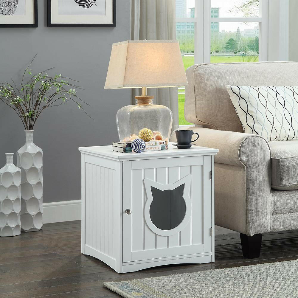 Cat House Side Table, Nightstand Pet House, Litter Box Enclosure.