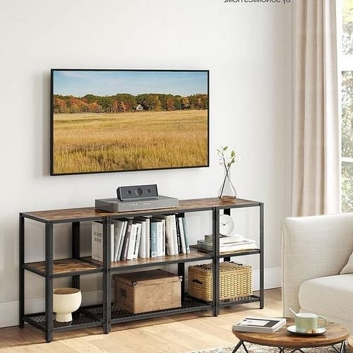 Modern Metal Wood Industrial TV stand Entertainment Center for TV up