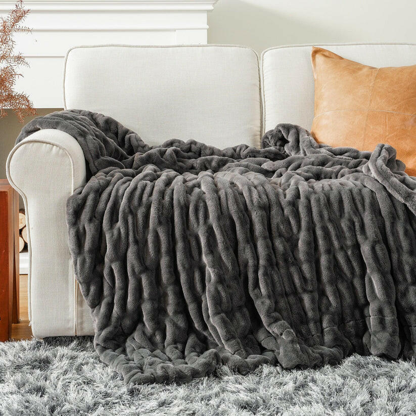 Reversible Rabbit Fur Blanket.