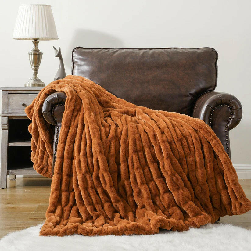 Reversible Rabbit Fur Blanket.