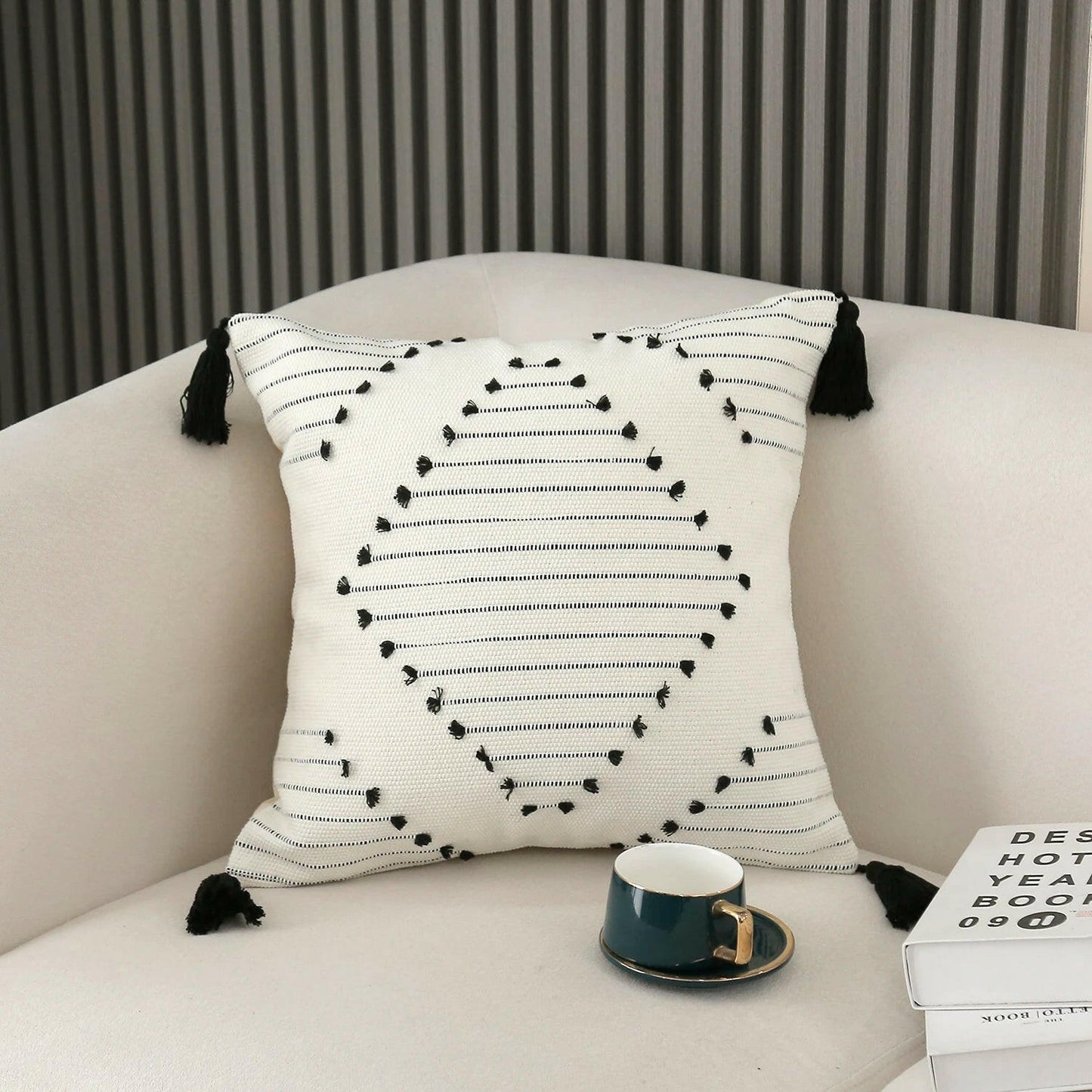 Boho Striped  Tassels Cushion Cover.