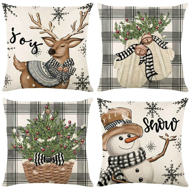 Christmas Pillow Cover Snowman Elk Pillow.