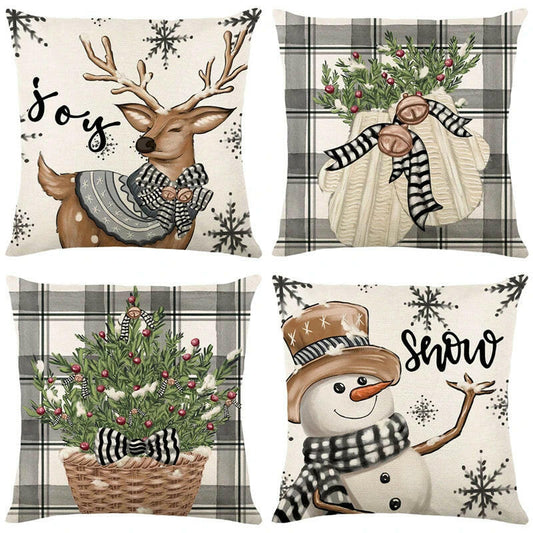 Christmas Pillow Cover Snowman Elk Pillow.