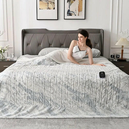 Electric Heating Blanket - Double-sided Marble Blue 77"x 84".