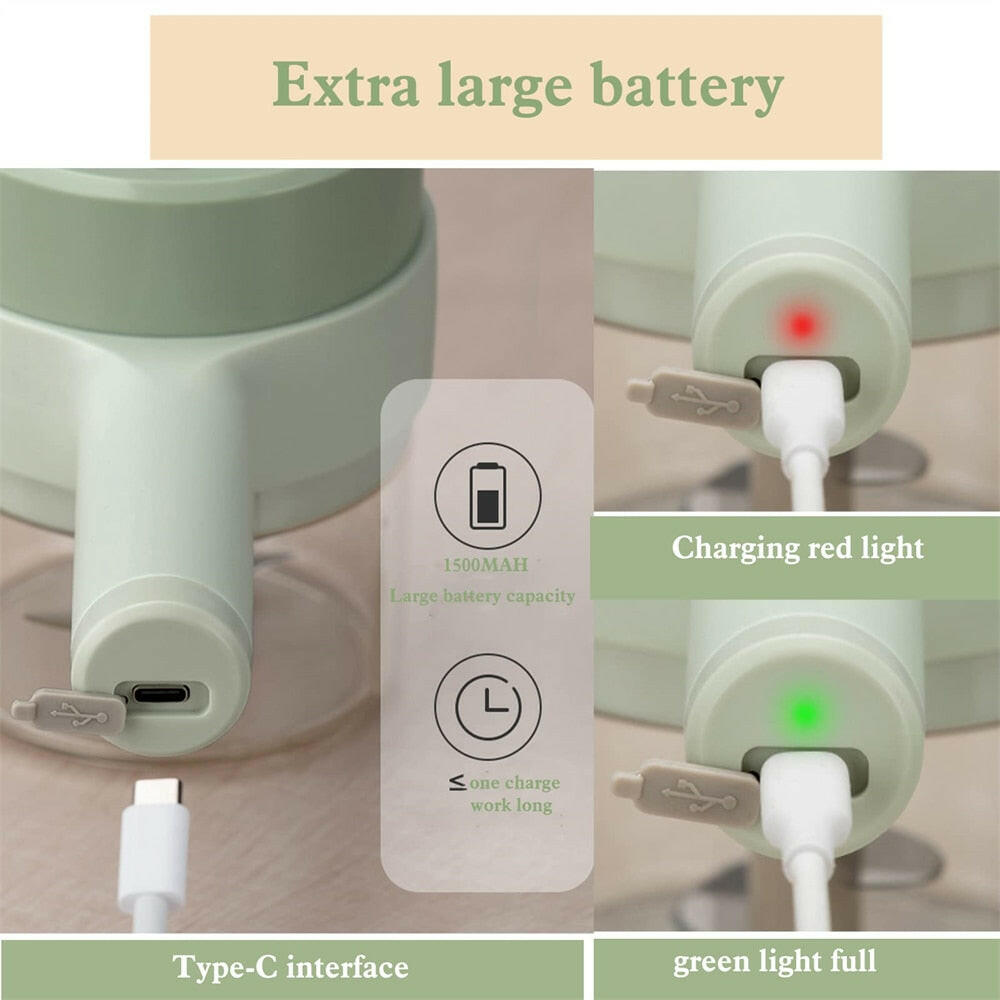 Portable Handheld 4 in 1 Electric Vegetable Slicer.