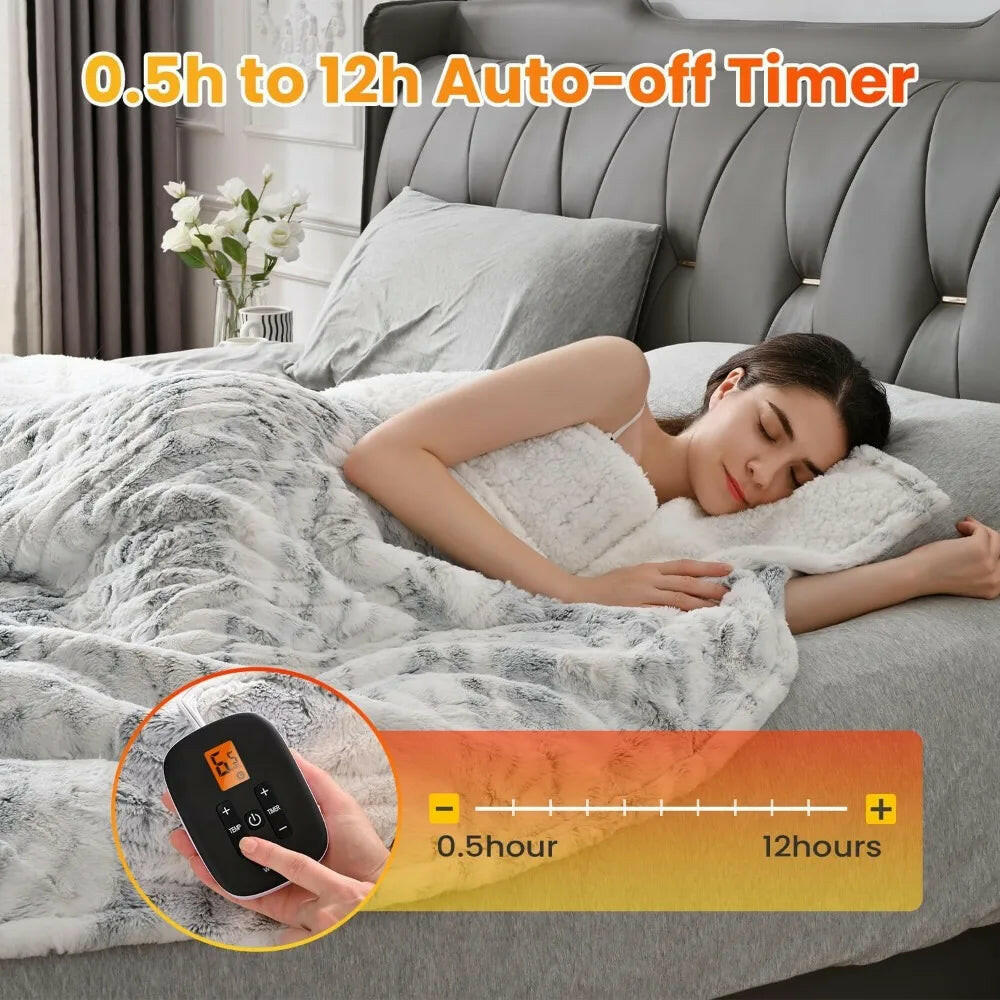 Electric Heating Blanket - Double-sided Marble Blue 77"x 84".