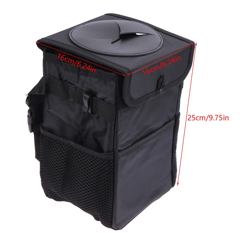 Car Trash Can With Lid Car Trash Bag Hanging With Storage Pockets