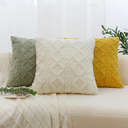 Twist Knitting Plush Pillow Case.