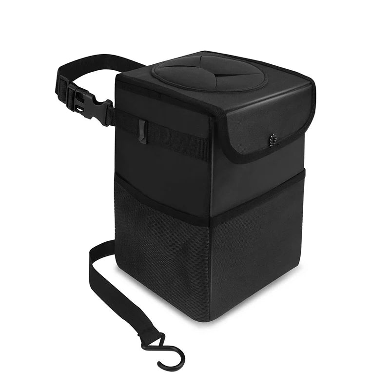 Car Trash Can With Lid Car Trash Bag Hanging With Storage Pockets