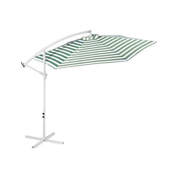 Striped Outdoor Umbrella For Garden Patio Green And White Stripe.