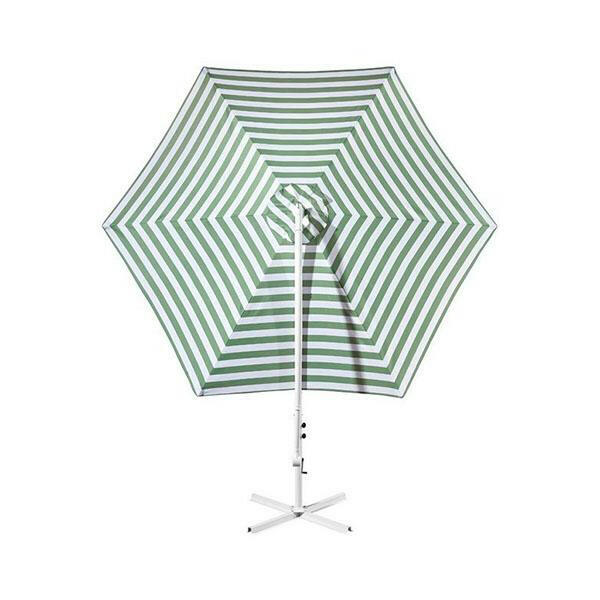 Striped Outdoor Umbrella For Garden Patio Green And White Stripe.