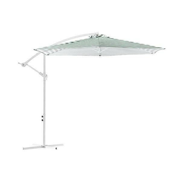 Striped Outdoor Umbrella For Garden Patio Green And White Stripe.