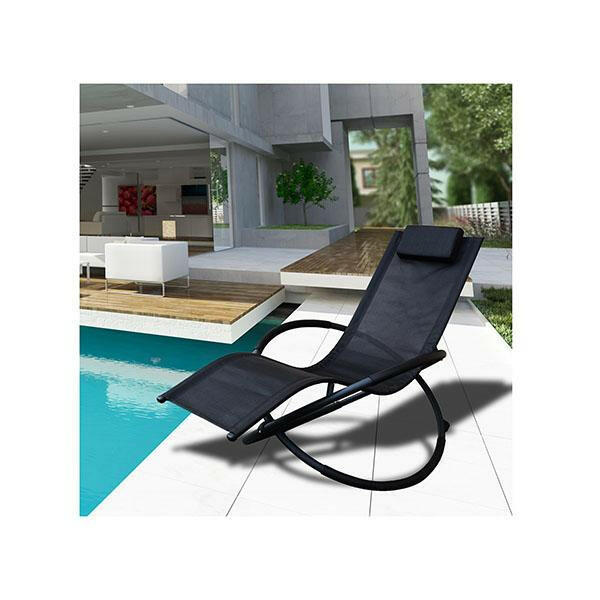 Zero Gravity Portable Foldable Rocking Chair Recliner Black.